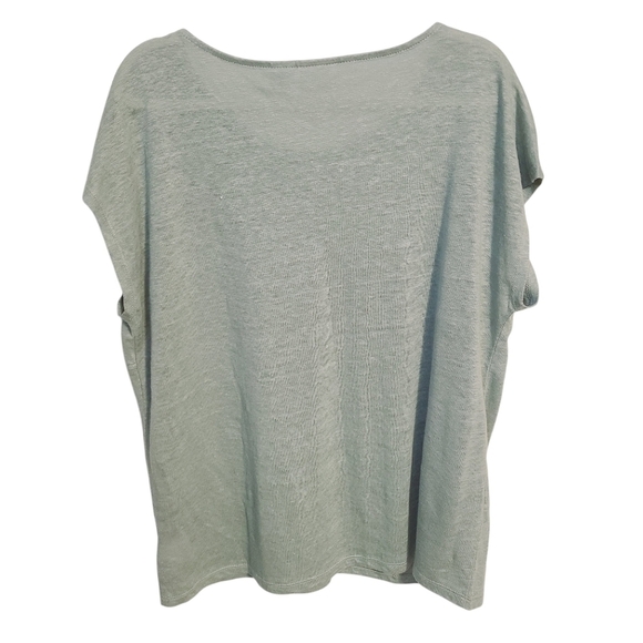 Sigrid Olsen | Women's Light Green Linen Short Sleeve Blouse (Size XL) - Picture 12 of 12